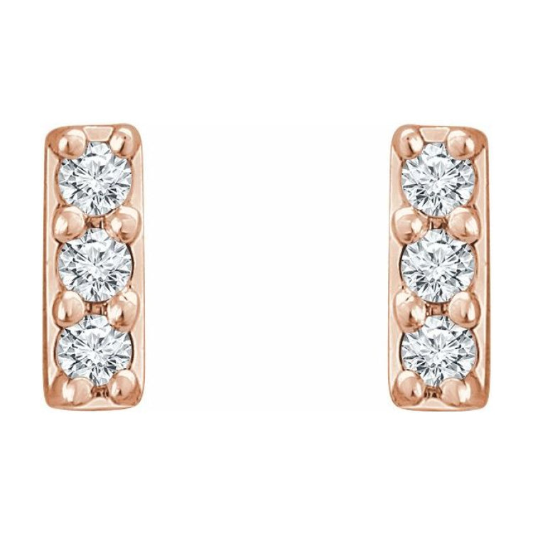 14K Rose .05 CTW Natural Diamond Bar Earrings 14K Rose .05 CTW Natural Diamond Bar Earrings