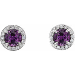 14K White 3.5 mm Lab-Grown Alexandrite & 1/8 CTW Natural Diamond Earrings 14K White 3.5 mm Lab-Grown Alexandrite & 1/8 CTW Natural Diamond Earrings