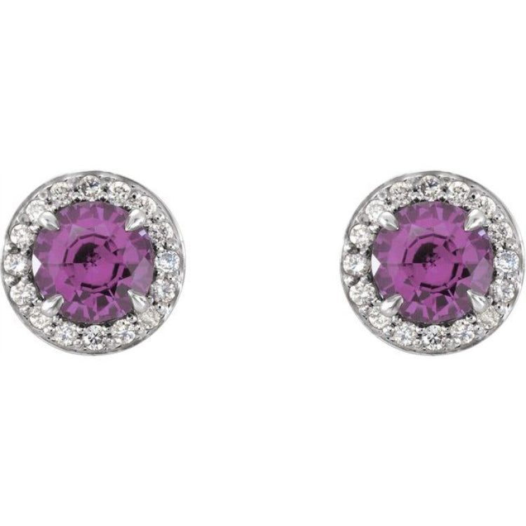 14K White 3.5 mm Natural Amethyst & 1/8 CTW Natural Diamond Earrings 14K White 3.5 mm Natural Amethyst & 1/8 CTW Natural Diamond Earrings