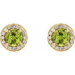 14K Yellow 3.5 mm Natural Peridot & 1/8 CTW Natural Diamond Earrings 14K Yellow 3.5 mm Natural Peridot & 1/8 CTW Natural Diamond Earrings