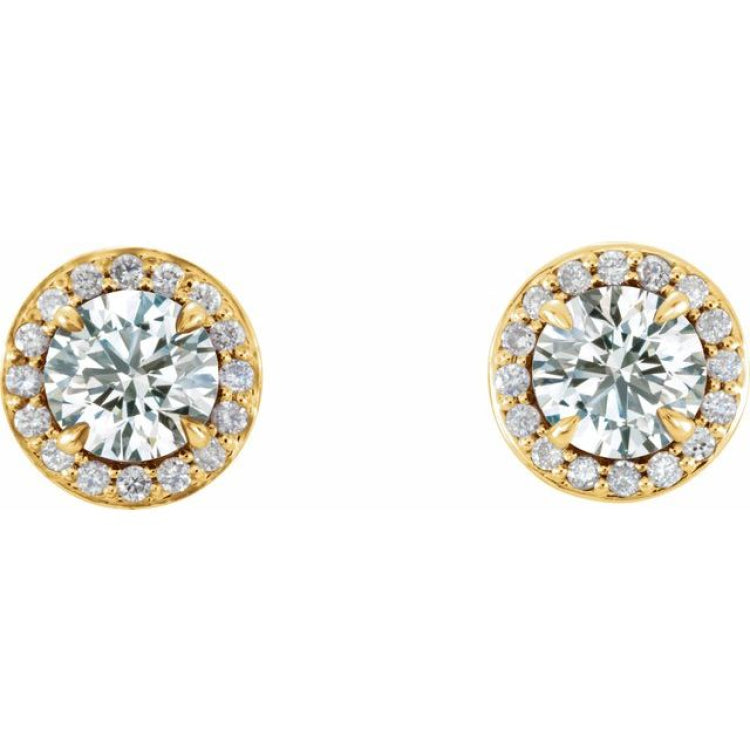 14K Yellow 3.5 mm Natural White Sapphire & 1/8 CTW Natural Diamond Earrings 14K Yellow 3.5 mm Natural White Sapphire & 1/8 CTW Natural Diamond Earrings