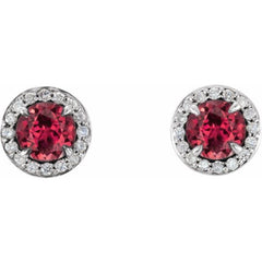 14K White 4 mm Lab-Grown Ruby & 1/10 CTW Natural Diamond Earrings 14K White 4 mm Lab-Grown Ruby & 1/10 CTW Natural Diamond Earrings