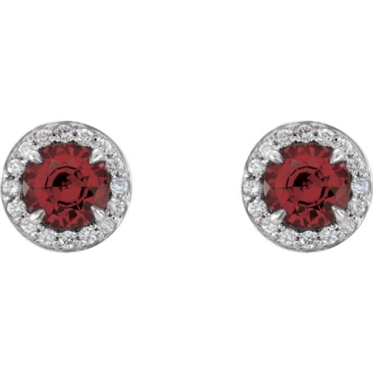 14K White 4 mm Natural Mozambique Garnet & 1/10 CTW Natural Diamond Earrings 14K White 4 mm Natural Mozambique Garnet & 1/10 CTW Natural Diamond Earrings