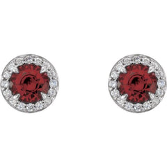 14K White 4 mm Natural Mozambique Garnet & 1/10 CTW Natural Diamond Earrings 14K White 4 mm Natural Mozambique Garnet & 1/10 CTW Natural Diamond Earrings