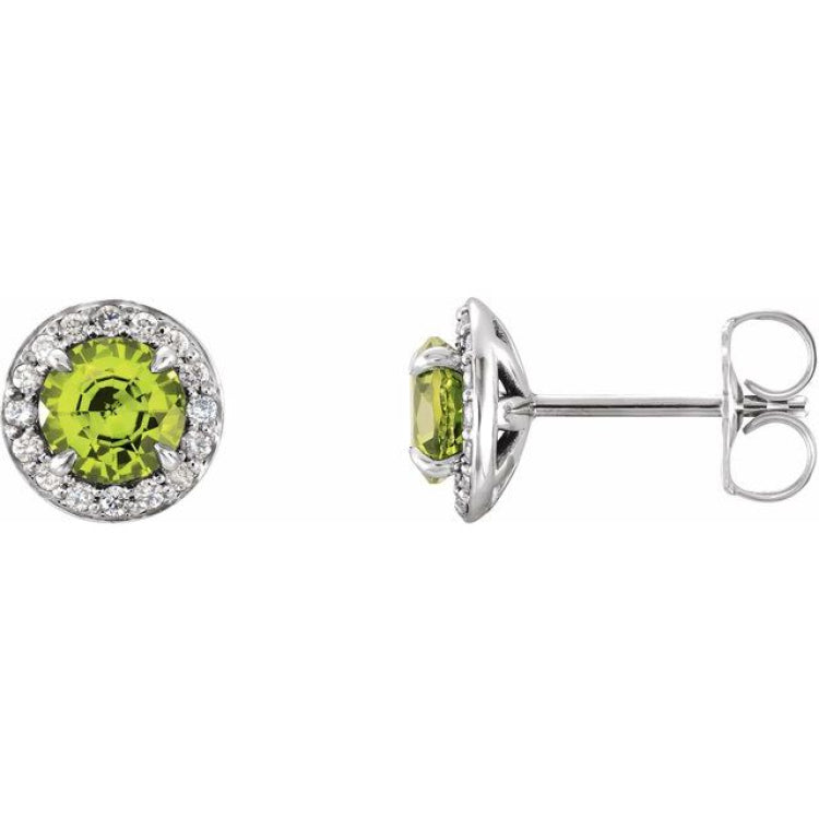 14K White 4 mm Natural Peridot & 1/10 CTW Natural Diamond Earrings 14K White 4 mm Natural Peridot & 1/10 CTW Natural Diamond Earrings