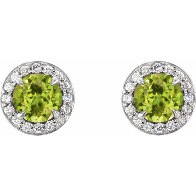 14K White 4 mm Natural Peridot & 1/10 CTW Natural Diamond Earrings 14K White 4 mm Natural Peridot & 1/10 CTW Natural Diamond Earrings