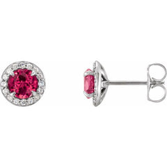14K White 4 mm Natural Ruby & 1/10 CTW Natural Diamond Earrings 14K White 4 mm Natural Ruby & 1/10 CTW Natural Diamond Earrings