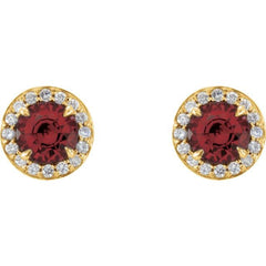 14K Yellow 4 mm Natural Mozambique Garnet & 1/10 CTW Natural Diamond Earrings 14K Yellow 4 mm Natural Mozambique Garnet & 1/10 CTW Natural Diamond Earrings