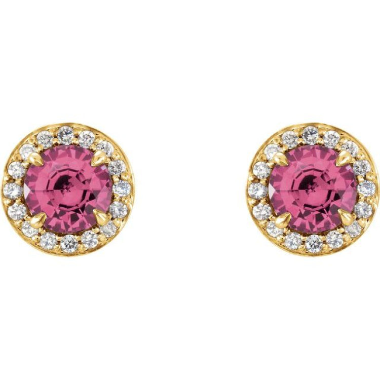 14K Yellow 4 mm Natural Pink Tourmaline & 1/10 CTW Natural Diamond Earrings 14K Yellow 4 mm Natural Pink Tourmaline & 1/10 CTW Natural Diamond Earrings