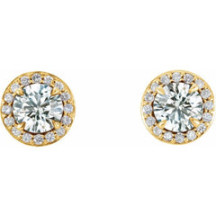 14K Yellow 4 mm Natural White Sapphire & 1/10 CTW Natural Diamond Earrings 14K Yellow 4 mm Natural White Sapphire & 1/10 CTW Natural Diamond Earrings