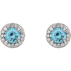 14K White 4.5 mm Natural Blue Zircon & 1/6 CTW Natural Diamond Earrings 14K White 4.5 mm Natural Blue Zircon & 1/6 CTW Natural Diamond Earrings
