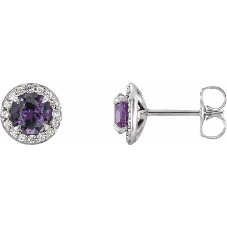 14K White 4.5 mm Lab-Grown Alexandrite & 1/6 CTW Natural Diamond Earrings 14K White 4.5 mm Lab-Grown Alexandrite & 1/6 CTW Natural Diamond Earrings