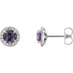 14K White 4.5 mm Lab-Grown Alexandrite & 1/6 CTW Natural Diamond Earrings 14K White 4.5 mm Lab-Grown Alexandrite & 1/6 CTW Natural Diamond Earrings
