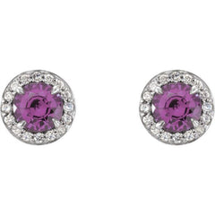 14K White 4.5 mm Natural Amethyst & 1/6 CTW Natural Diamond Earrings 14K White 4.5 mm Natural Amethyst & 1/6 CTW Natural Diamond Earrings