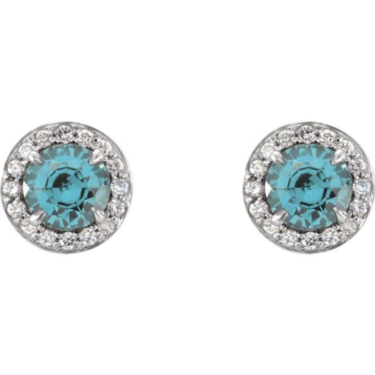 14K White 4.5 mm Natural Aquamarine & 1/6 CTW Natural Diamond Earrings 14K White 4.5 mm Natural Aquamarine & 1/6 CTW Natural Diamond Earrings