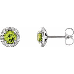 14K White 4.5 mm Natural Peridot & 1/6 CTW Natural Diamond Earrings 14K White 4.5 mm Natural Peridot & 1/6 CTW Natural Diamond Earrings