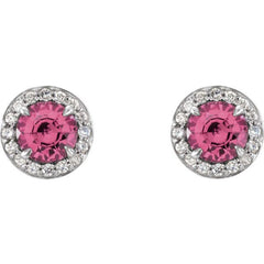 14K White 4.5 mm Natural Pink Tourmaline & 1/6 CTW Natural Diamond Earrings 14K White 4.5 mm Natural Pink Tourmaline & 1/6 CTW Natural Diamond Earrings