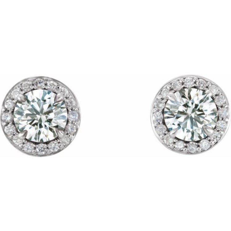 14K White 4.5 mm Natural White Sapphire & 1/6 CTW Natural Diamond Earrings 14K White 4.5 mm Natural White Sapphire & 1/6 CTW Natural Diamond Earrings