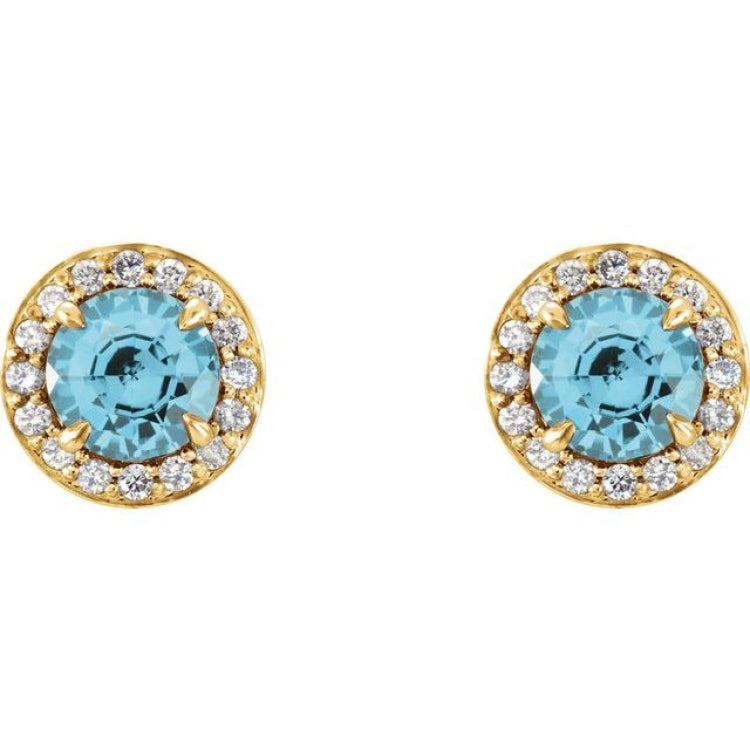 14K Yellow 4.5 mm Natural Blue Zircon & 1/6 CTW Natural Diamond Earrings 14K Yellow 4.5 mm Natural Blue Zircon & 1/6 CTW Natural Diamond Earrings