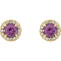 14K Yellow 4.5 mm Natural Amethyst & 1/6 CTW Natural Diamond Earrings 14K Yellow 4.5 mm Natural Amethyst & 1/6 CTW Natural Diamond Earrings