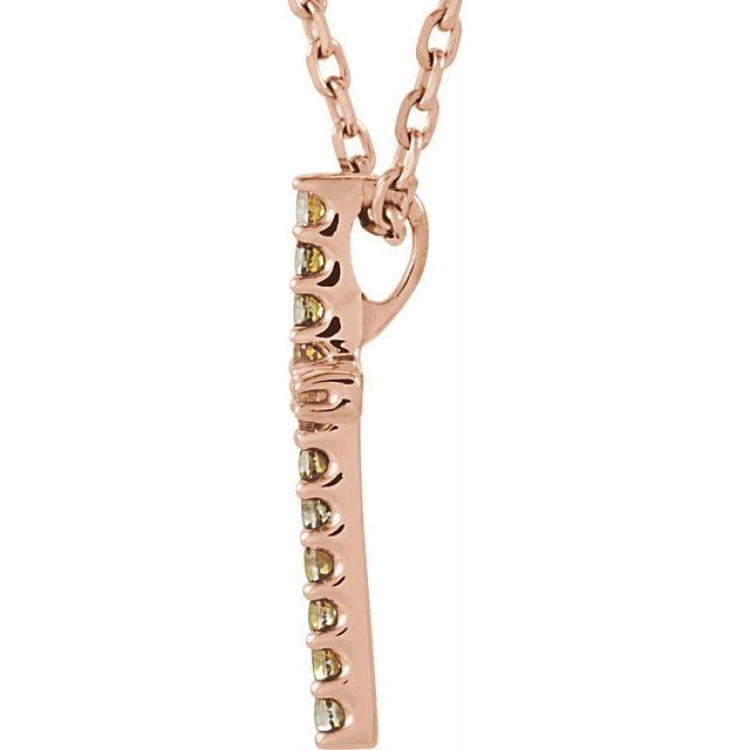 14K Rose Natural Yellow Sapphire Petite Cross 16" Necklace 14K Rose Natural Yellow Sapphire Petite Cross 16" Necklace