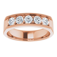 14K Rose 1 CTW Natural Diamond Milgrain Band 14K Rose 1 CTW Natural Diamond Milgrain Band