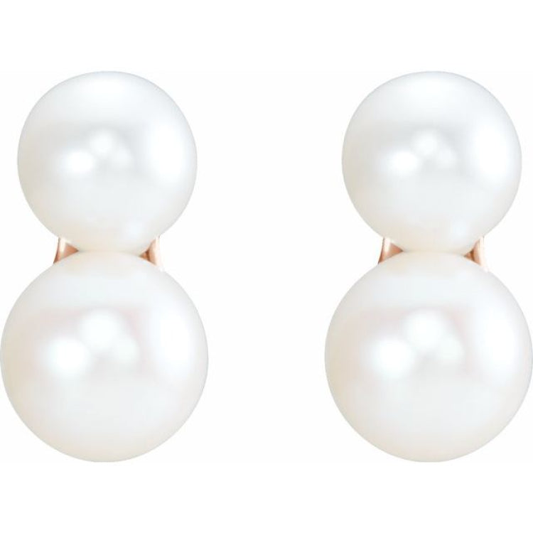 14K Rose Cultured White Freshwater Pearl Ear Climbers 14K Rose Cultured White Freshwater Pearl Ear Climbers