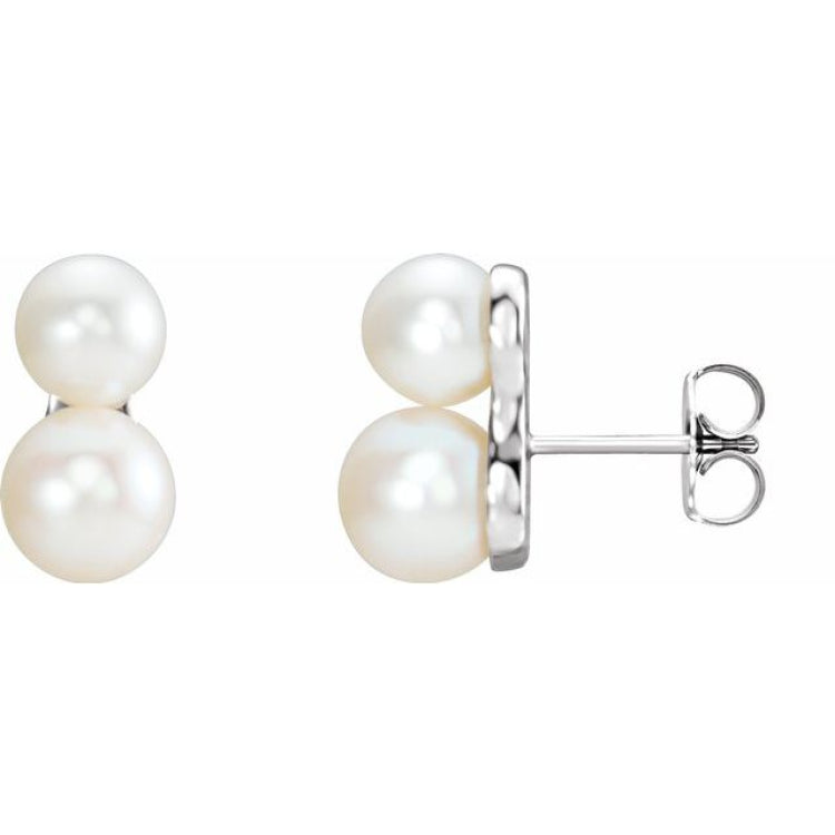 Platinum Cultured White Freshwater Pearl Ear Climbers Platinum Cultured White Freshwater Pearl Ear Climbers
