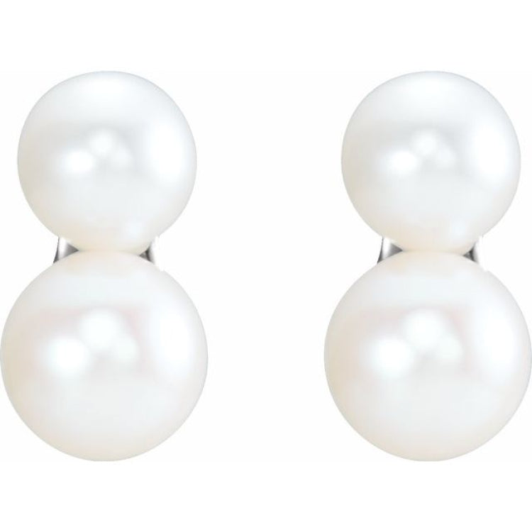Sterling Silver Cultured White Freshwater Pearl Ear Climbers Sterling Silver Cultured White Freshwater Pearl Ear Climbers
