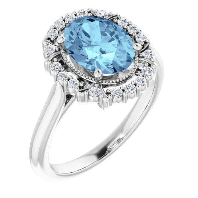 Platinum Natural Aquamarine & 1/6 CTW Natural Diamond Ring Platinum Natural Aquamarine & 1/6 CTW Natural Diamond Ring