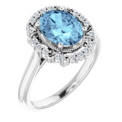 Platinum Natural Aquamarine & 1/6 CTW Natural Diamond Ring Platinum Natural Aquamarine & 1/6 CTW Natural Diamond Ring