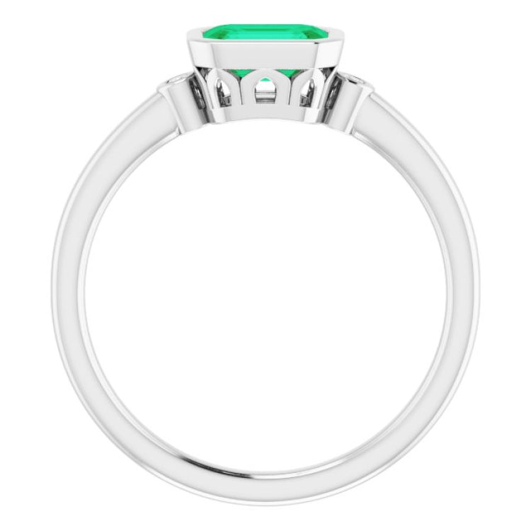 Platinum Lab-Grown Emerald & .02 CTW Natural Diamond Ring Platinum Lab-Grown Emerald & .02 CTW Natural Diamond Ring