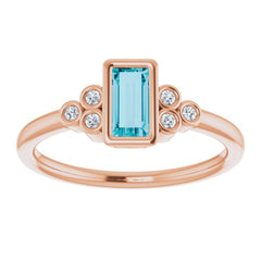 14K Rose Natural London Blue Topaz & .06 CTW Natural Diamond Ring 14K Rose Natural London Blue Topaz & .06 CTW Natural Diamond Ring