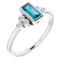 Platinum Natural London Blue Topaz & .06 CTW Natural Diamond Ring Platinum Natural London Blue Topaz & .06 CTW Natural Diamond Ring