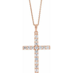 14K Rose 1/4 CTW Natural Diamond Cross 18" Necklace 14K Rose 1/4 CTW Natural Diamond Cross 18" Necklace