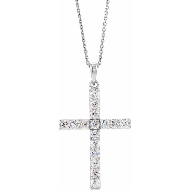 14K White 1/5 CTW Natural Diamond Cross 18" Necklace 14K White 1/5 CTW Natural Diamond Cross 18" Necklace