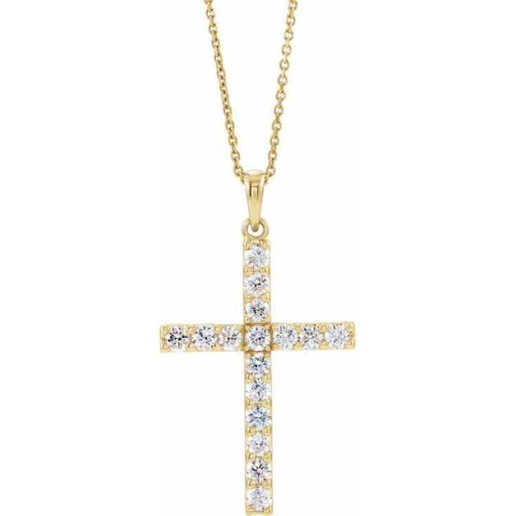 14K Yellow 1/4 CTW Natural Diamond Cross 18" Necklace 14K Yellow 1/4 CTW Natural Diamond Cross 18" Necklace