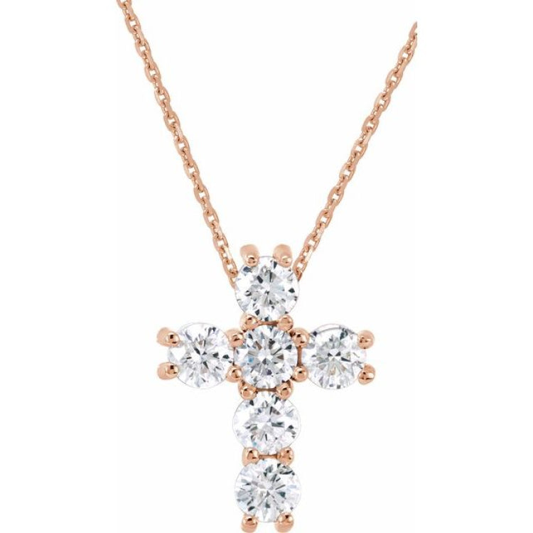 14K Rose 1/2 CTW Natural Diamond Cross 18" Necklace 14K Rose 1/2 CTW Natural Diamond Cross 18" Necklace