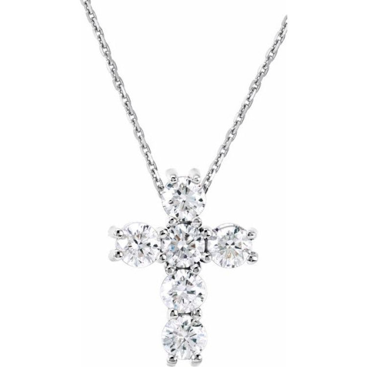 14K White 1/4 CTW Natural Diamond Cross 18" Necklace 14K White 1/4 CTW Natural Diamond Cross 18" Necklace