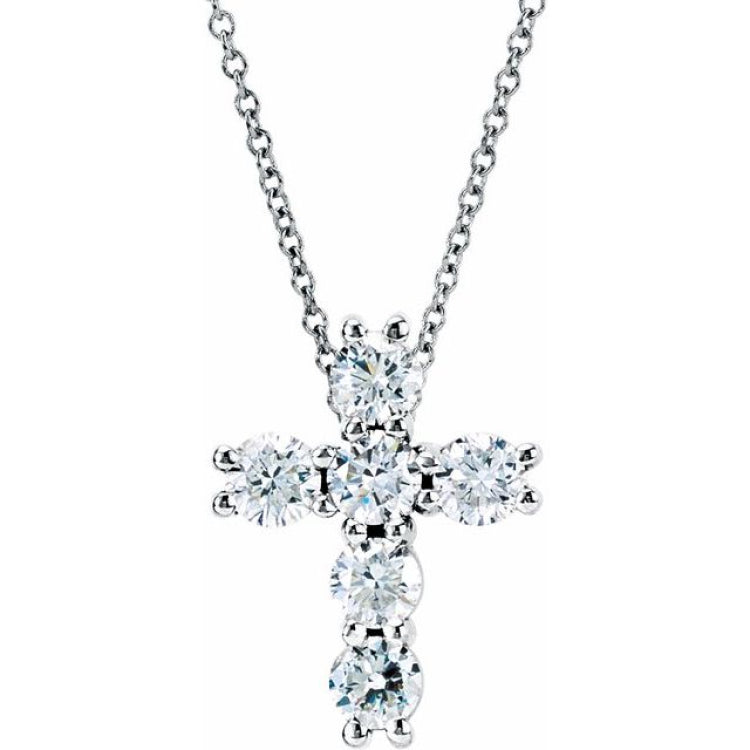14K White 9/10 CTW Natural Diamond Cross 18" Necklace 14K White 9/10 CTW Natural Diamond Cross 18" Necklace