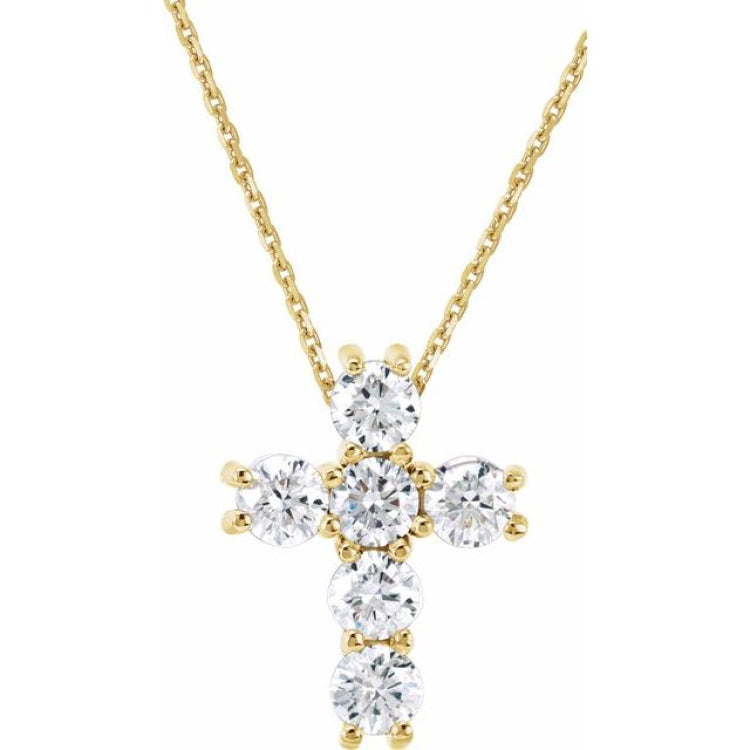 14K Yellow 1/4 CTW Natural Diamond Cross 18" Necklace 14K Yellow 1/4 CTW Natural Diamond Cross 18" Necklace