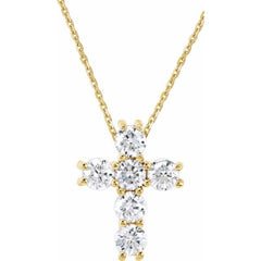 14K Yellow 1/4 CTW Natural Diamond Cross 18" Necklace 14K Yellow 1/4 CTW Natural Diamond Cross 18" Necklace