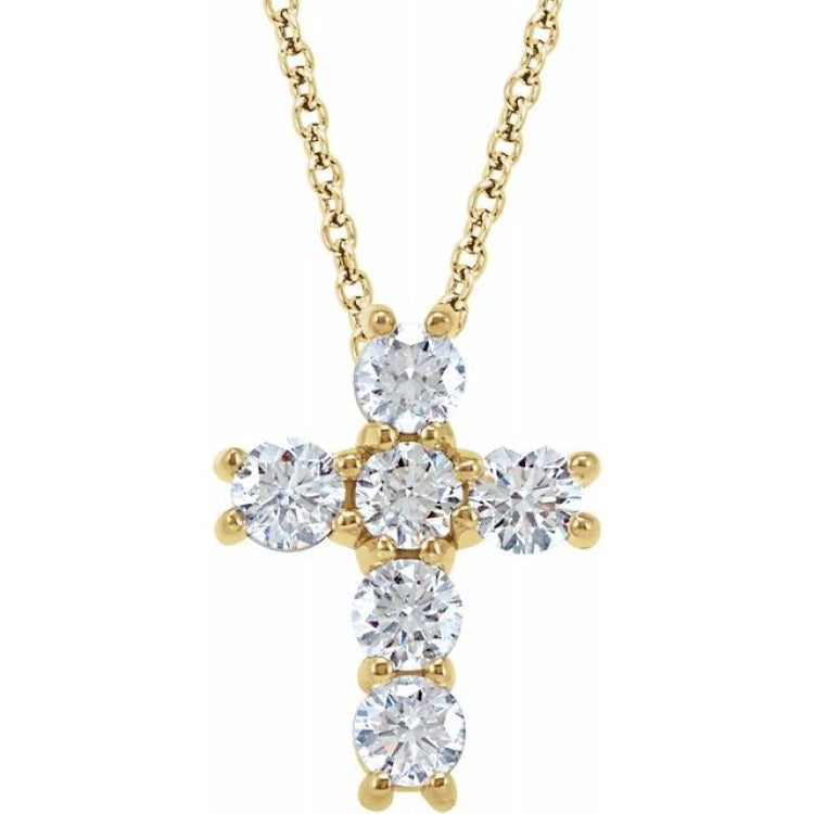 14K Yellow 3/4 CTW Natural Diamond Cross 18" Necklace 14K Yellow 3/4 CTW Natural Diamond Cross 18" Necklace