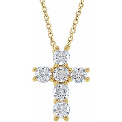 14K Yellow 3/4 CTW Natural Diamond Cross 18" Necklace 14K Yellow 3/4 CTW Natural Diamond Cross 18" Necklace