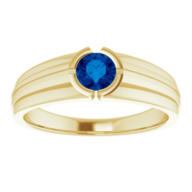 14K Yellow Lab-Grown Blue Sapphire Ring 14K Yellow Lab-Grown Blue Sapphire Ring