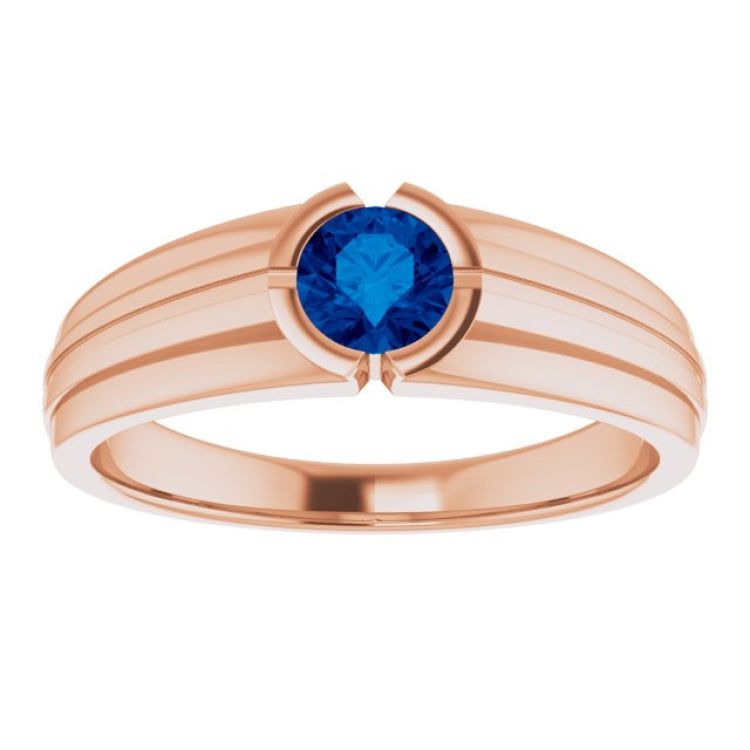 14K Rose Lab-Grown Blue Sapphire Ring 14K Rose Lab-Grown Blue Sapphire Ring