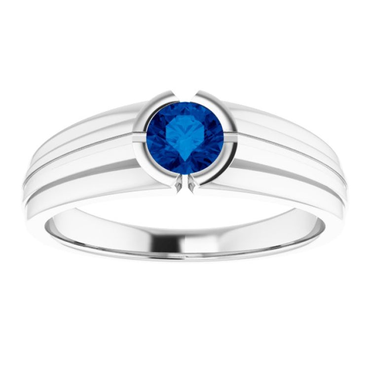 Platinum Lab-Grown Blue Sapphire Ring Platinum Lab-Grown Blue Sapphire Ring