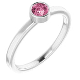 Platinum 4 mm Natural Pink Tourmaline Ring