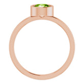 14K Rose 6 mm Natural Peridot Ring