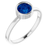 Platinum 6 mm Lab-Grown Blue Sapphire Ring